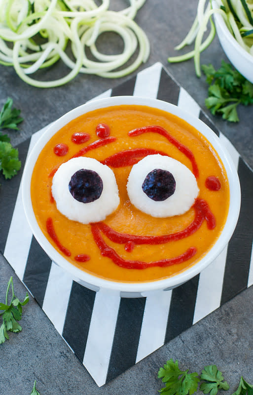 <p>Peas and Crayons</p><p>I think someone is watching me.</p><p><strong>Get the recipe: <a href="http://peasandcrayons.com/2015/10/spooky-halloween-monster-mash-soup.html" rel="nofollow noopener" target="_blank" data-ylk="slk:Spooky Halloween Monster Mash Soup;elm:context_link;itc:0;sec:content-canvas" class="link rapid-noclick-resp">Spooky Halloween Monster Mash Soup</a></strong></p>