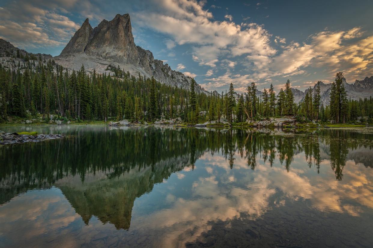 El Capitan Reflection in a large Pond Near Lake Alice, Sawtooth National Forest, Idaho, USA
