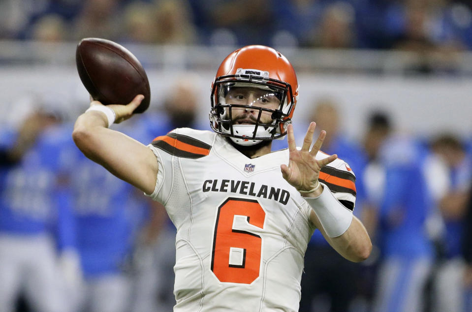 Baker Mayfield won't start the regular season at quarterback for the Browns. (AP) 