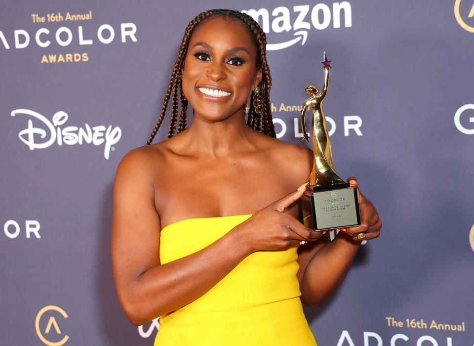 <p><a href="https://people.com/tag/issa-rae/" rel="nofollow noopener" target="_blank" data-ylk="slk:Issa Rae;elm:context_link;itc:0;sec:content-canvas" class="link ">Issa Rae</a> is glowing after receiving the ADCOLOR Adweek Beacon award at the 16th Annual ADCOLOR Awards in L.A. on Nov. 20. </p>