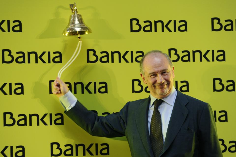 Rodrigo Rato durante la salida a Bolsa de Bankia. (PIERRE-PHILIPPE MARCOU/AFP via Getty Images)