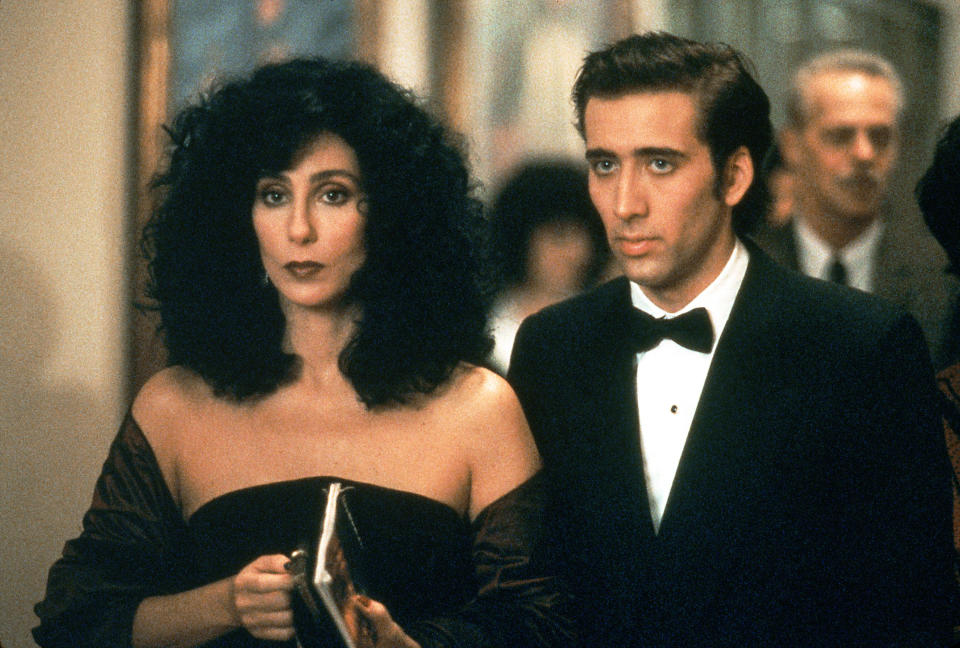 Loretta (Cher) is a 37-year-old widow who is engaged to Johnny (Danny Aiello), a perfectly nice man she does not love. When Johnny heads to Sicily to be with his dying mother, he asks Loretta to invite his estranged brother Ronny (Cage) to the wedding. This turns out to be a big mistake on Johnny's part, as Ronny and Loretta fall in love the second they lock eyes and basically have to physically restrain themselves from jumping each other's bones every second they're together. As Ronny, Cage is neither suave nor debonair. He's not even charming. He's a hot-tempered brute who turns almost every conversation into a confrontation. And yet, you totally get why Loretta can't resist him even as he threatens to cut his throat with the big knife. If that's not a superstar performance, I don't know what is.Watch it on HBO Max.