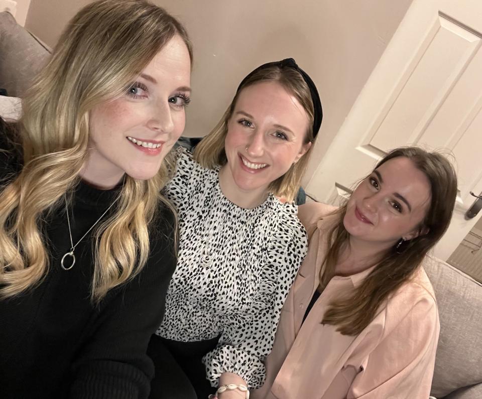 Jess Moore, pictured with her sisters Laura and Ciera, who helped her as she struggled with feelings of 'shame and failure' over the years. (Supplied)