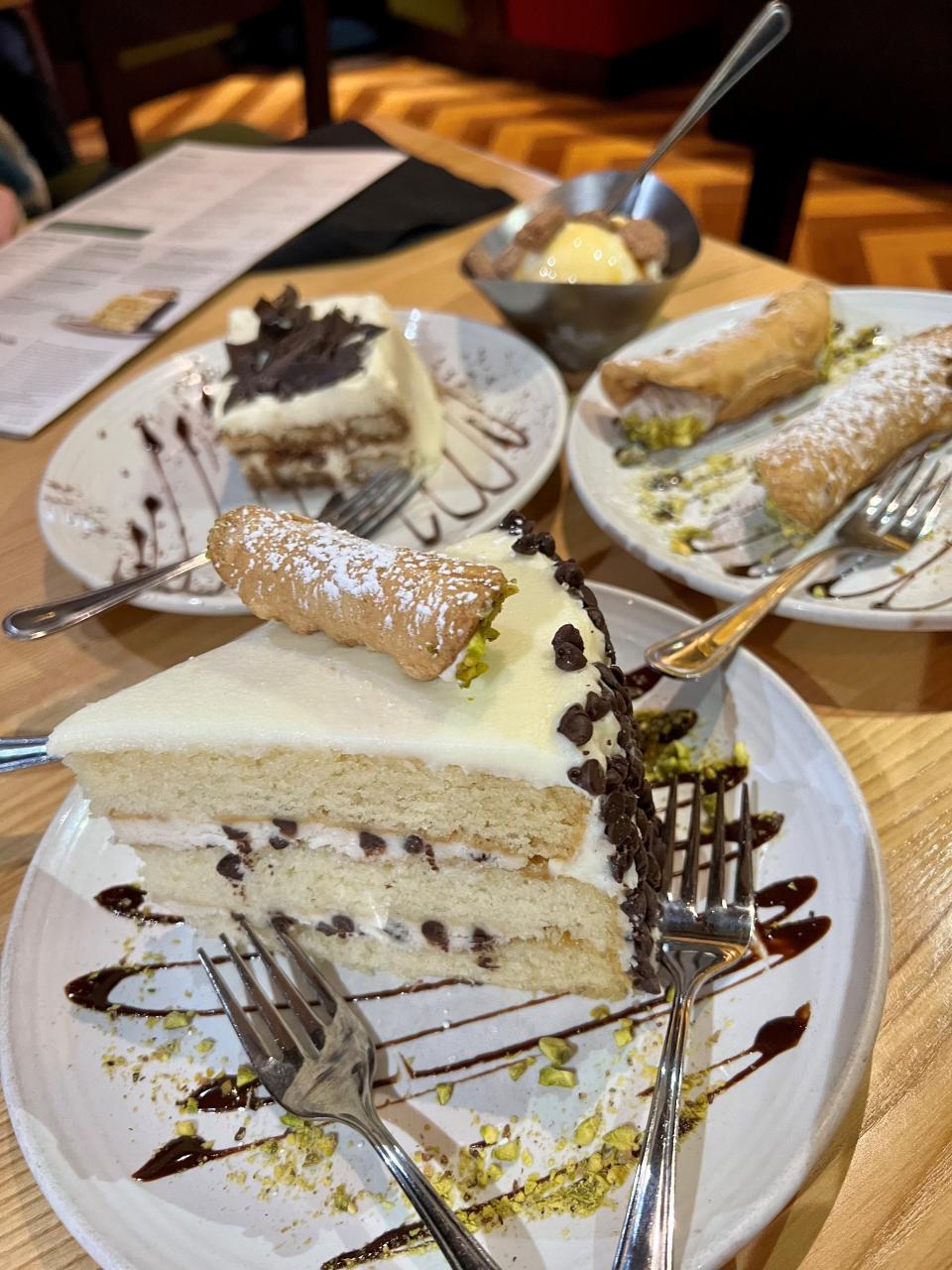 Cannoli cake for two at Carrabba's. Jan. 22, 2023