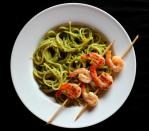 Photo: Caffay Way<br> Pasta with Creamy Avocado Pesto and Grilled Shrimp<br><br> What happens when one brilliant blogger puts a smattering of some of our favorite ingredients on one single plate? Something like this.<br><br> Recipe: <a href="http://www.caffayway.com/2013/01/09/avocado-pasta/#" rel="nofollow noopener" target="_blank" data-ylk="slk:Pasta with Creamy Avocado Pesto and Grilled Shrimp;elm:context_link;itc:0;sec:content-canvas" class="link ">Pasta with Creamy Avocado Pesto and Grilled Shrimp</a>