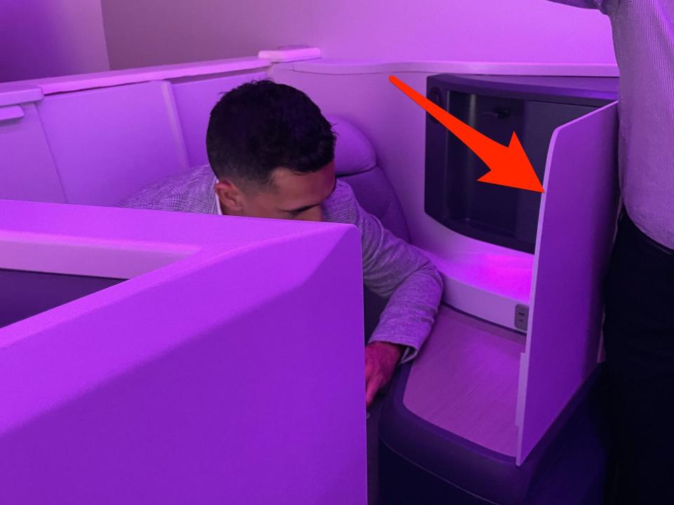 The interior of the redesigned Air New Zealand plane cabin.