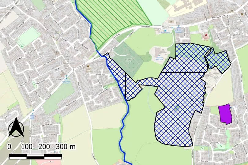 Map of the Wellington green corridor, including the site of the new Trinity Farm Nature Reserve