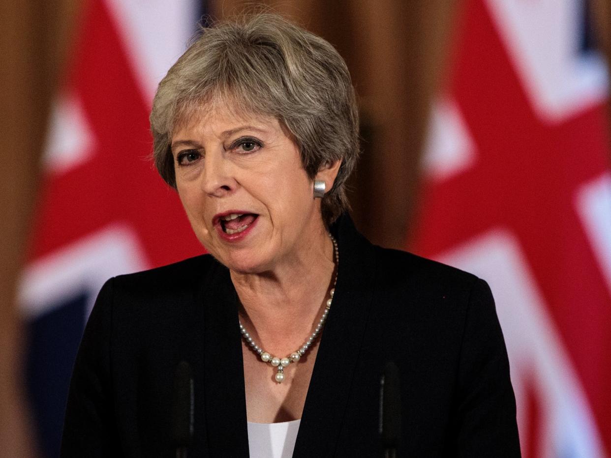 Ms May says 'despicable' attacks in Salisbury and rebel-held areas of Syria are a threat to the international system: Getty