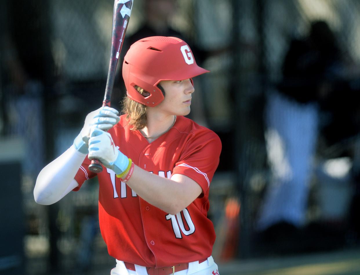 Chatham Glenwood High School's Mason Marshall at bat during the game against Sacred Heart-Griffin Wednesday, April 12, 2023.
