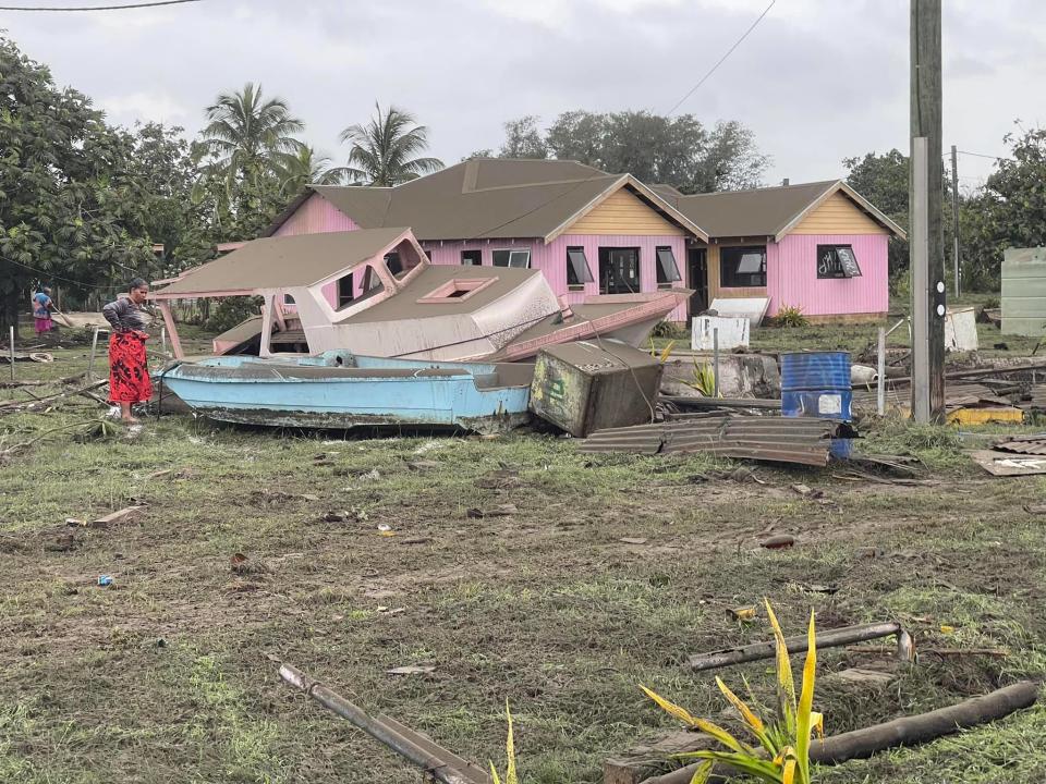 Debris seen in Ha'apai, in Tonga, after a volcanic eruption.