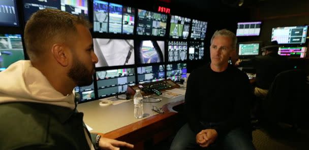 PHOTO: ABC News' Ashan Singh speaks with 'Monday Night Football' director Jimmy Platt. (ABC News)