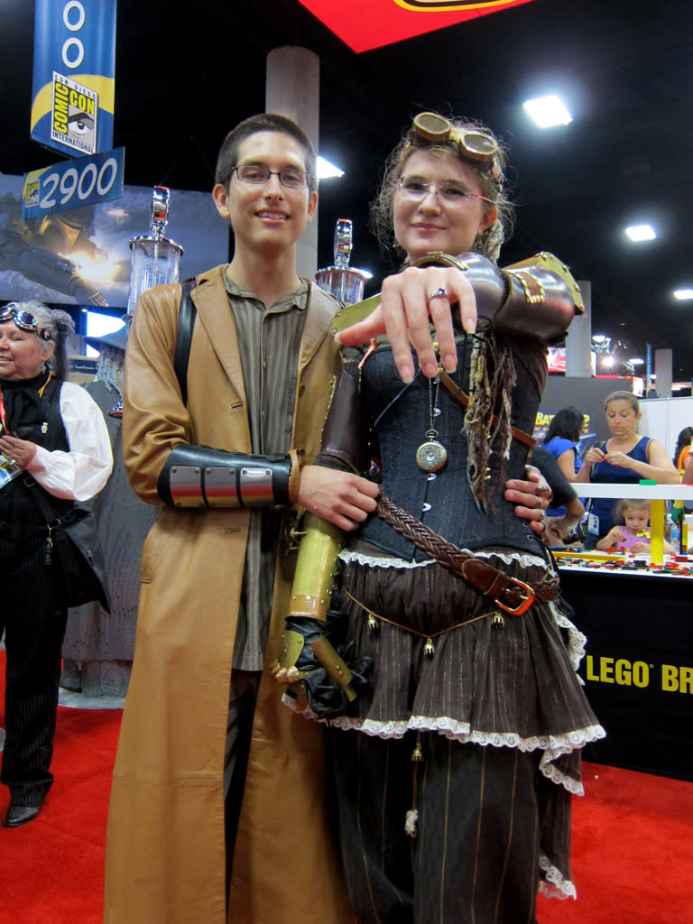 This steampunk couple just got engaged in the exhibit hall! - San Diego Comic-Con 2012