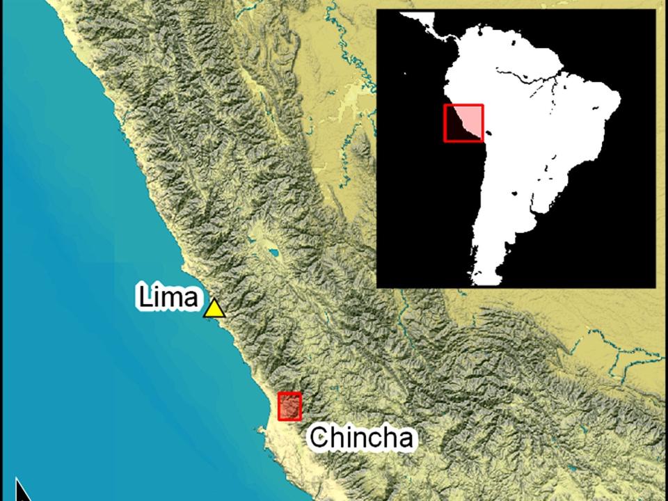 A map of Peru points to the Chincha valley.