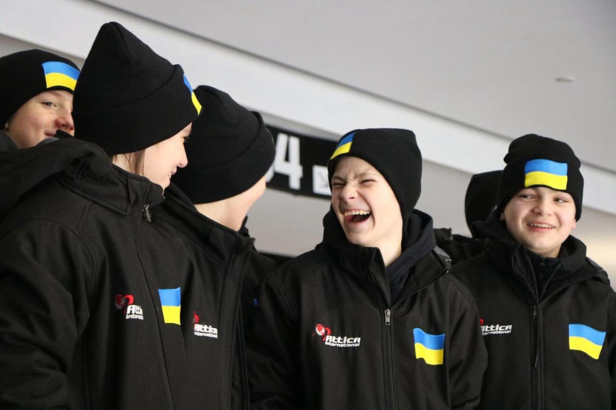 In February, after months of planning, the Ukrainian team travelled to Canada to participate in an international hockey competition.  (Rachel Watts/CBC - image credit)