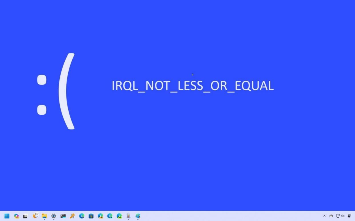  Error IRQL not less or equal. 