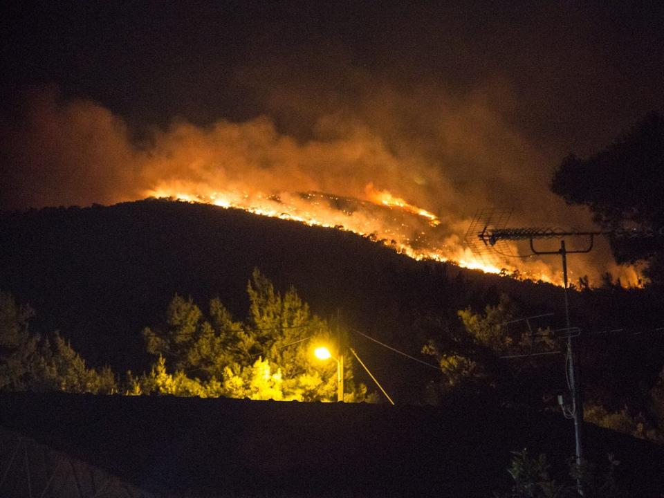 wildfires raging in greece