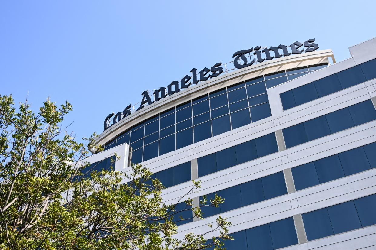 View of the Los Angeles Times headquarters following the media company's announcement of newsroom layoffs at the newspaper in El Segundo, California on June 7, 2023. (Photo by Patrick T. Fallon / AFP) (Photo by PATRICK T. FALLON/AFP via Getty Images)