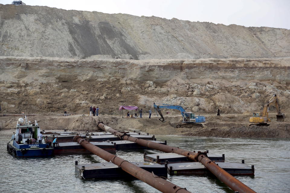 A general view shows construction at Egypt's New Suez Canal project at the Suez Canal zone, Egypt, June 13, 2015.