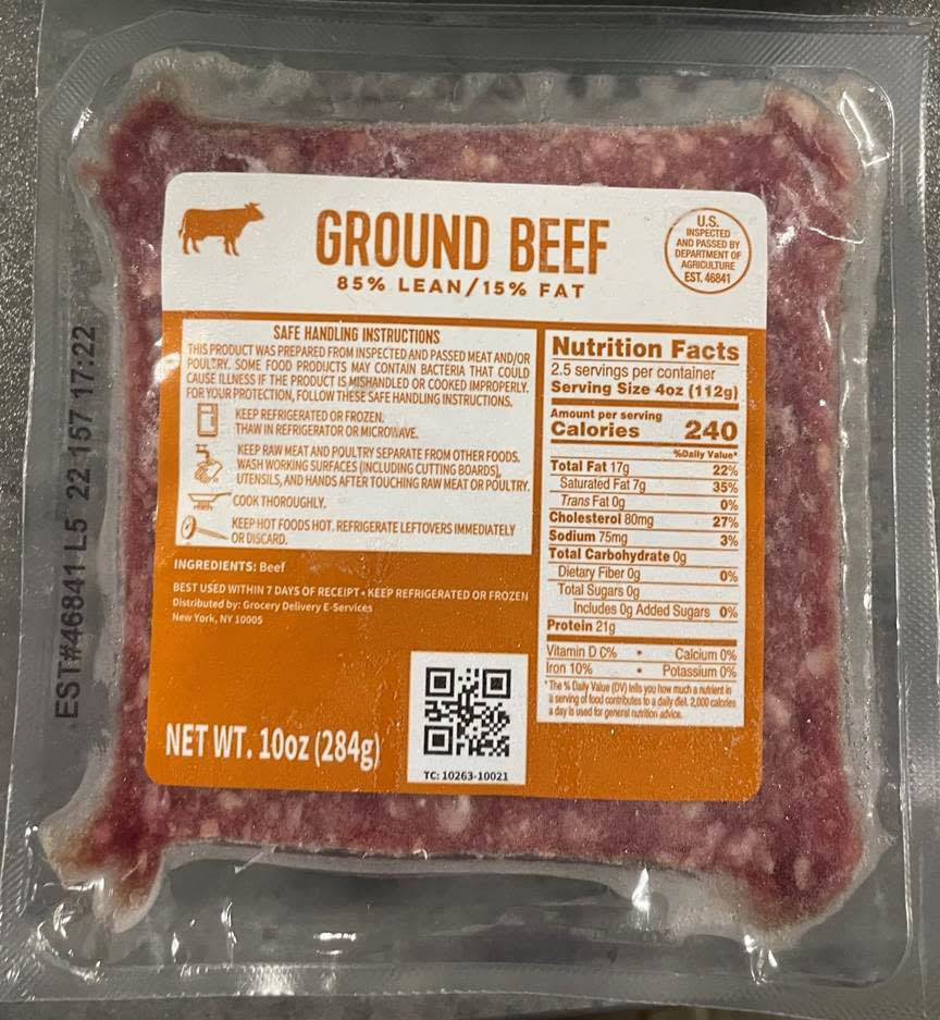 Ground beef from a HelloFresh meal kit. (USDA)