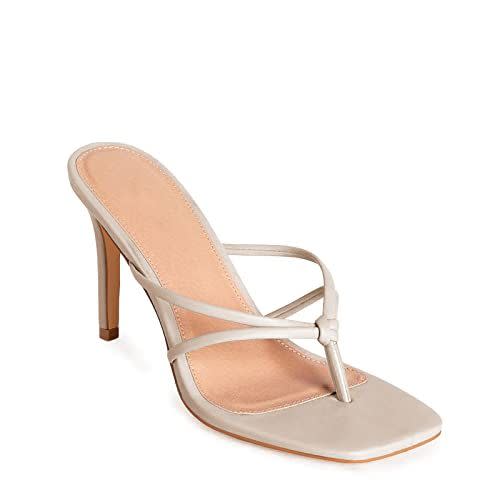 24) Square Toe Thong Heeled Sandals