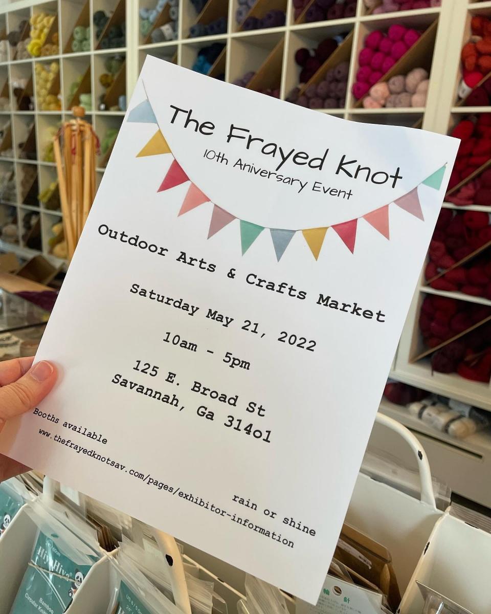 The Frayed Knot will be celebrating their 10th anniversary with an outdoor arts and crafts market on Saturday from 10 a.m. to 5 p.m.