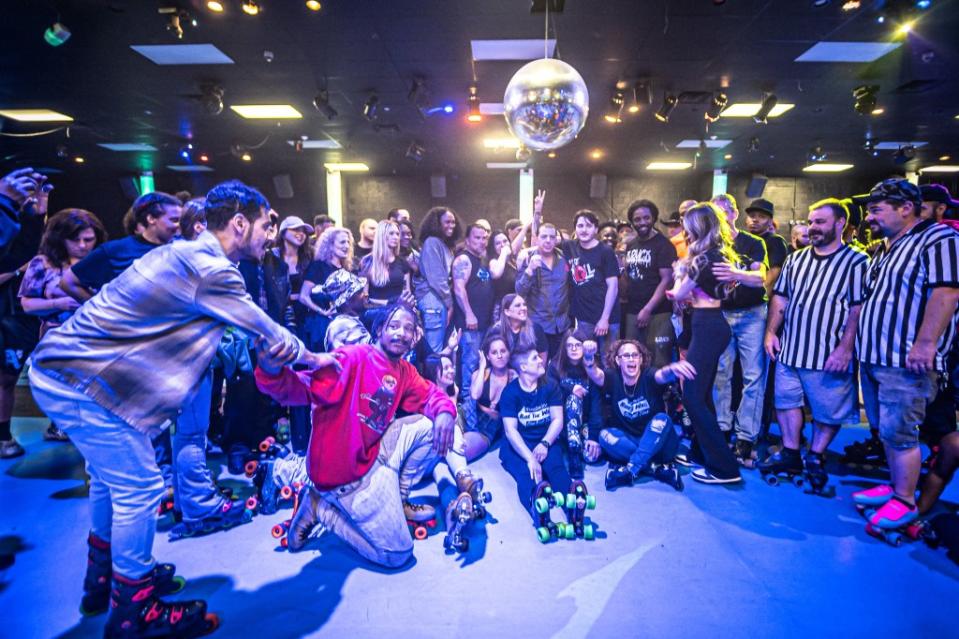 An image of the roller rink, and its loyal visitors, on its final night. Mike Shane