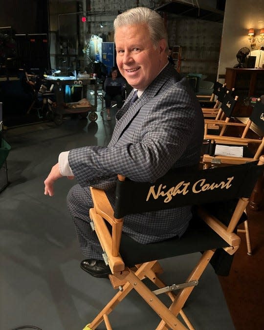 Barry Ratcliffe is shown on the set of the comedy ‘Night Court.’ He’s Mr. Eh in an episode entitled ‘Just the Fax, Dan’ airing on NBC Tuesday, Jan. 16.
