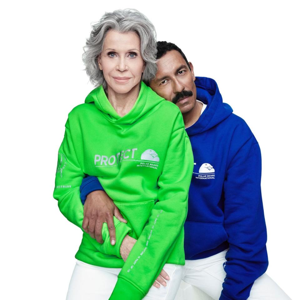 Jane Fonda and Haider Ackermann in Canada Goose’s campaign for Polar Bears International (Canada Goose)