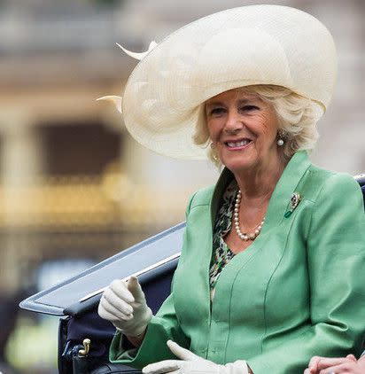The Duchess of Cornwall and Duchess of Cambridge ride together from the Palace to Horseguards.