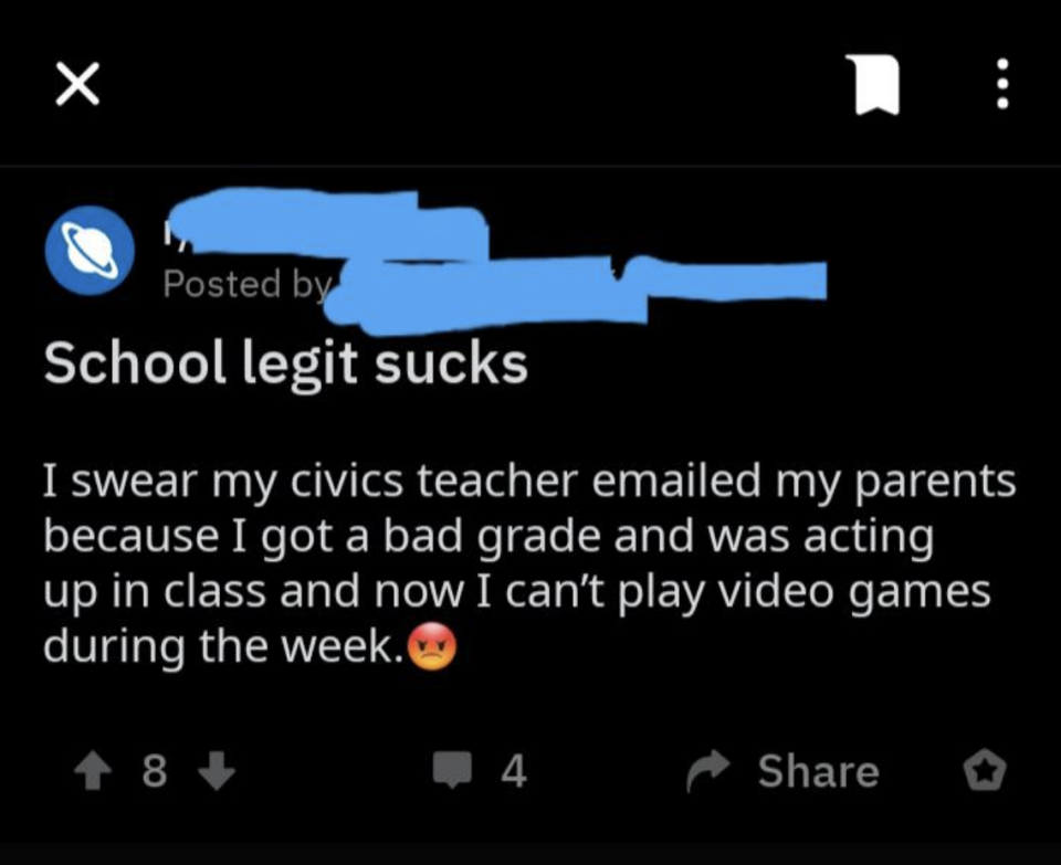 "School legit sucks"