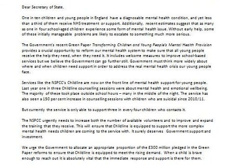 The open letter - Credit: NSPCC