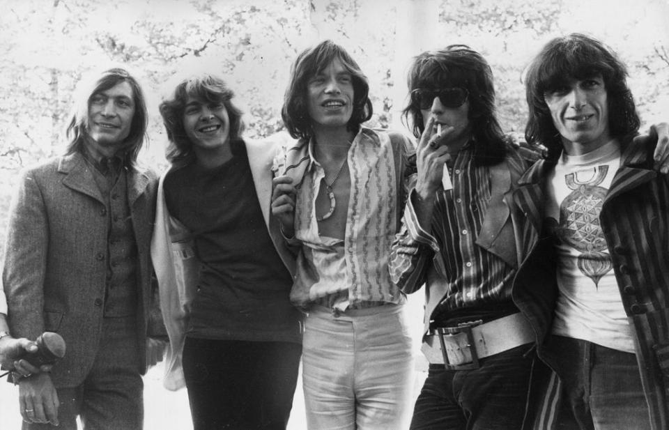 The Rolling Stones pose in Hyde Park, London - (from left to right) Charlie Watts, Mick Taylor, Mick Jagger, Keith Richards and Bill Wyman, in 1969 (Getty Images)