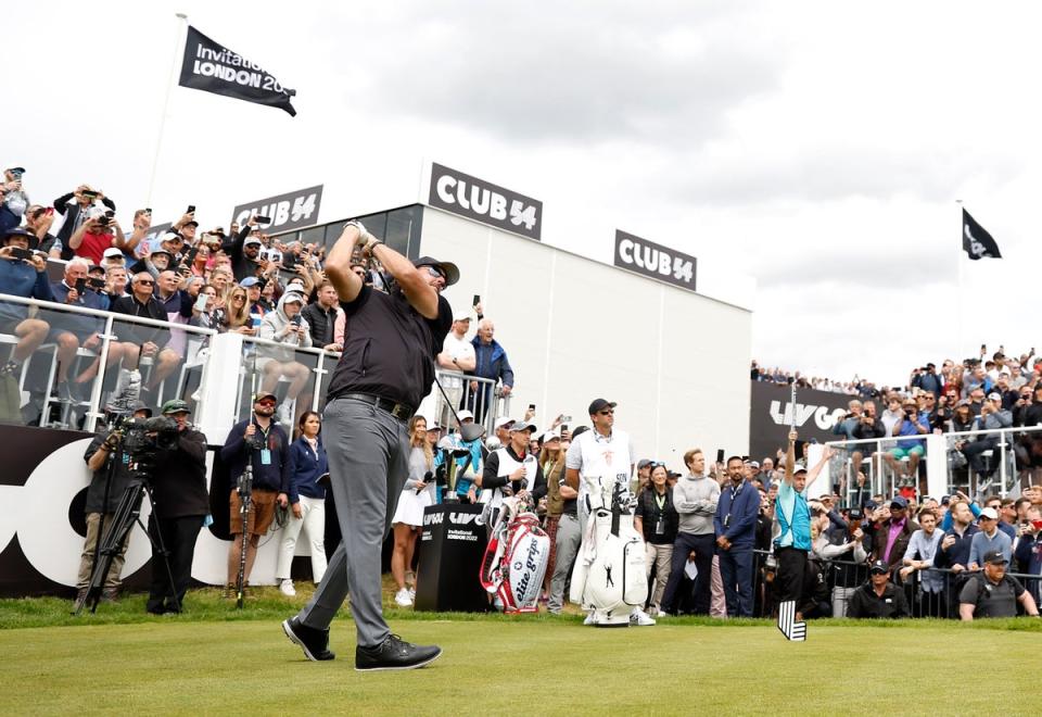 Phil Mickelson tees off at Centurion Club on day one (PA)