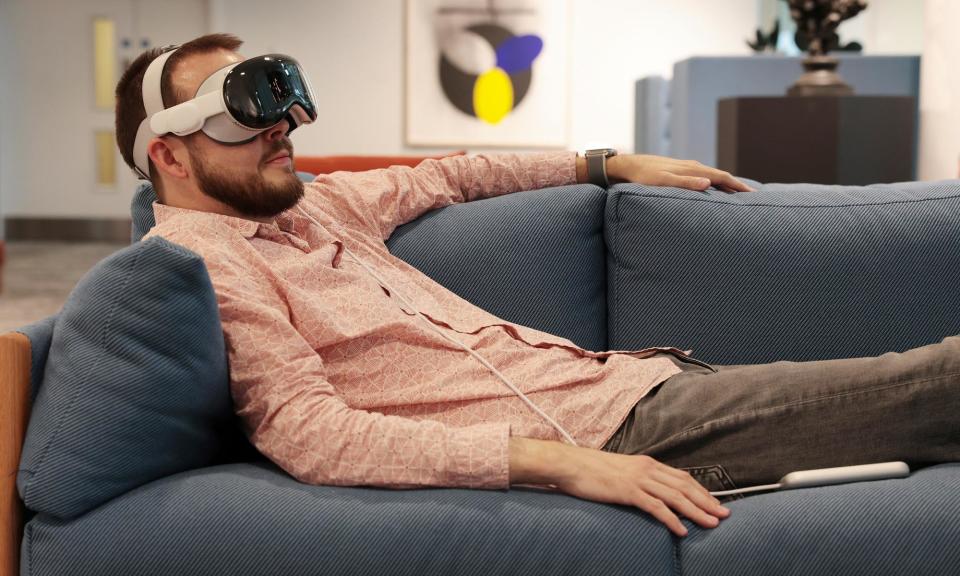 <span>Vision Pro is a glimpse of the immersive, mixed-reality future of computing you can buy now.</span><span>Photograph: Martin Godwin/The Guardian</span>