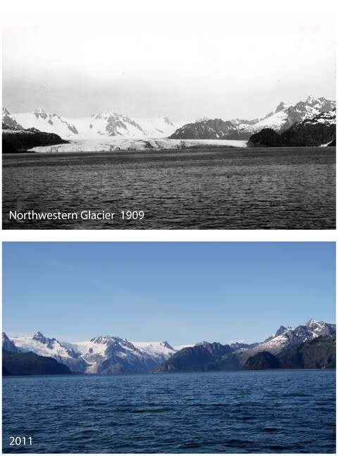 Early photo taken by US Geological Survey, recent photo by the US National Park Service - Credit: Courtesy of NPS