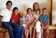 Mitt Romney and his wife Ann with their sons (L-R) Tagg, Ben, Matt, Craig, Josh are seen in this family shot from 1982