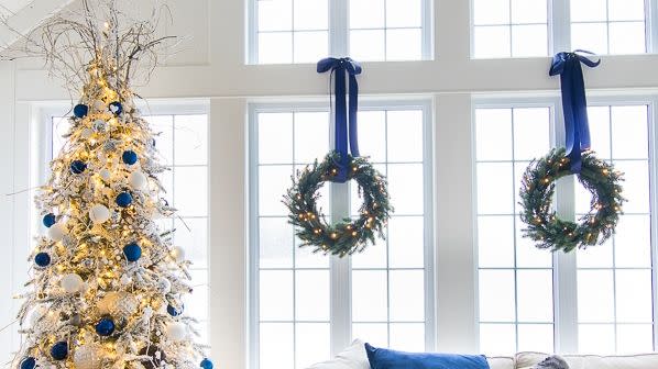 christmas tree decoration ideas blue and white tree