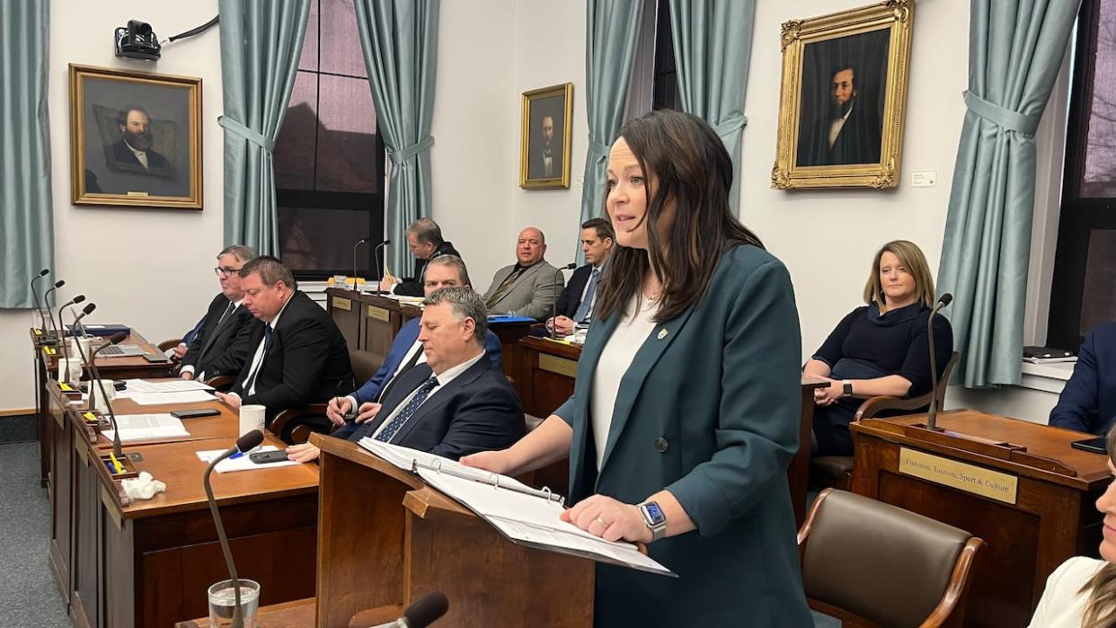 P.E.I. Finance Minister Jill Burridge tabled the provincial budget in the legislature Thursday afternoon. (Kerry Campbell/CBC - image credit)