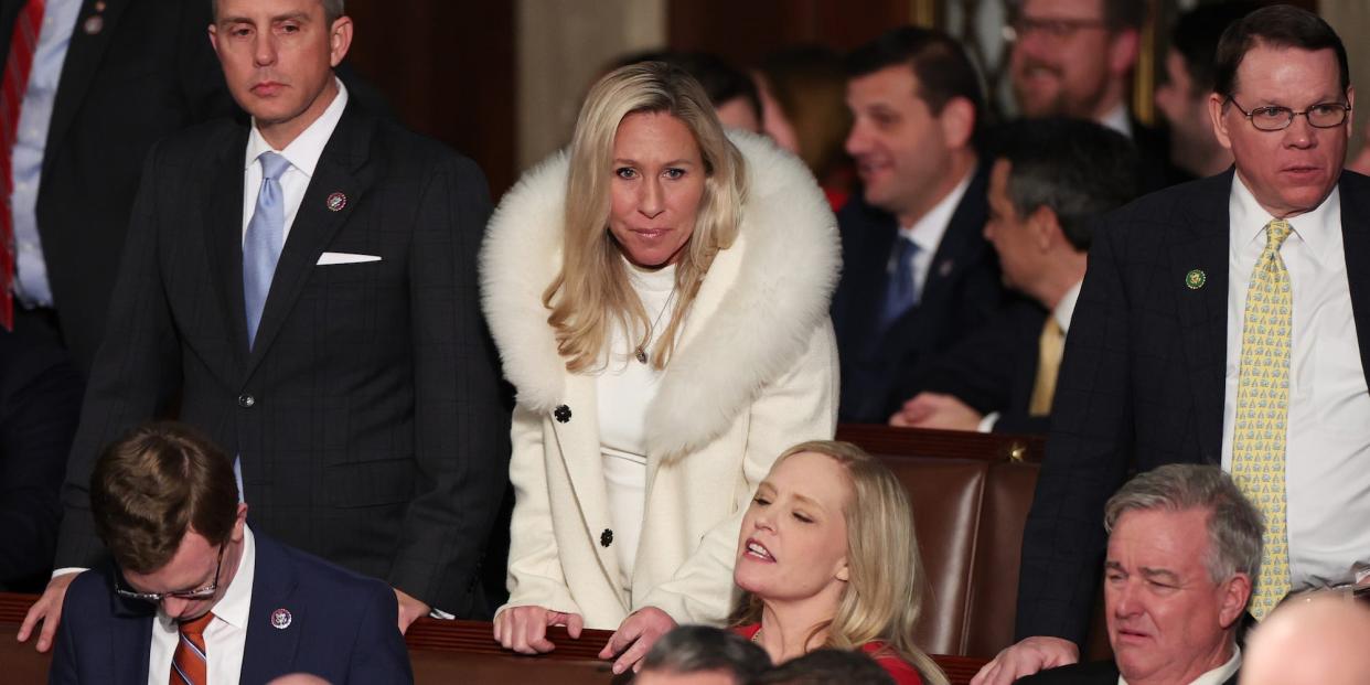 Republican Rep. Marjorie Taylor Greene of Georgia at the State of the Union on February 7, 2023.