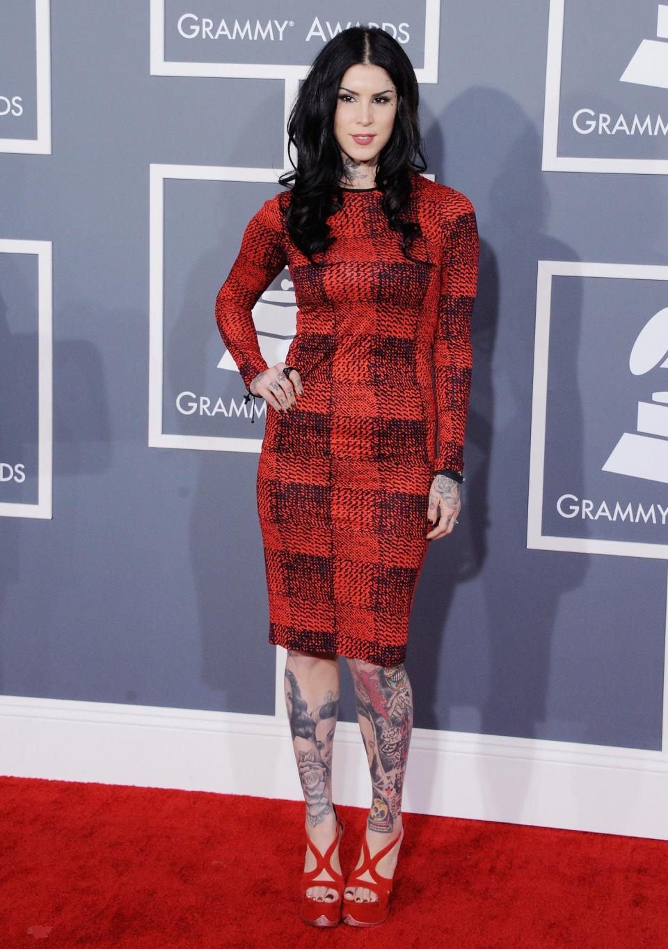 Kat Von D attends the Grammy Awards in California on February 10, 2013.