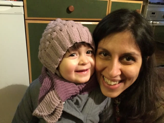 FILE PHOTO: Nazanin Zaghari-Ratcliffe and her daughter Gabriella pose for a photo in London