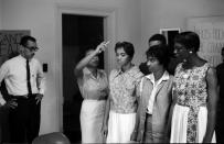 Not originally published in LIFE. Training for sit-in harassment, Petersburg, Va., 1960. (Howard Sochurek—Time & Life Pictures/Getty Images) <br> <br> <a href="http://life.time.com/history/civil-rights-photos-from-sit-ins-and-protest-training-sessions-1960/#1" rel="nofollow noopener" target="_blank" data-ylk="slk:Click here to see the full collection at LIFE.com;elm:context_link;itc:0;sec:content-canvas" class="link ">Click here to see the full collection at LIFE.com</a>