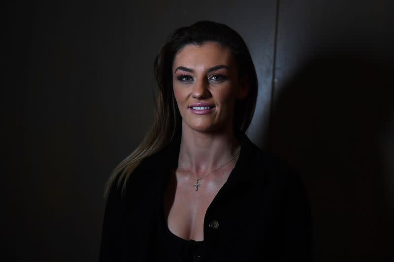 Mixed Martial Arts fighter Leah McCourt poses for a photograph at a Bellator MMA fight week media event in Dublin