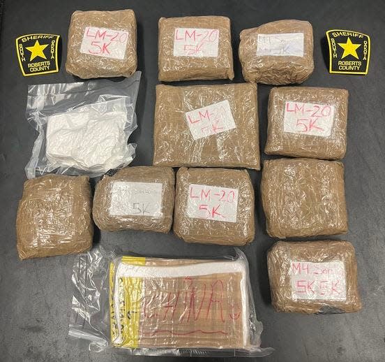 More than 16 pounds of fentanyl and fentanyl-laced pills were seized after a traffic stop in Roberts County.