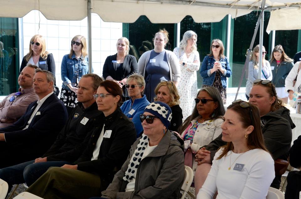 Community members attend a groundbreaking ceremony on Tuesday, May 14, 2024 for the Women’s Resource Center of Northern Michigan's Empowering Bright Futures initiative.