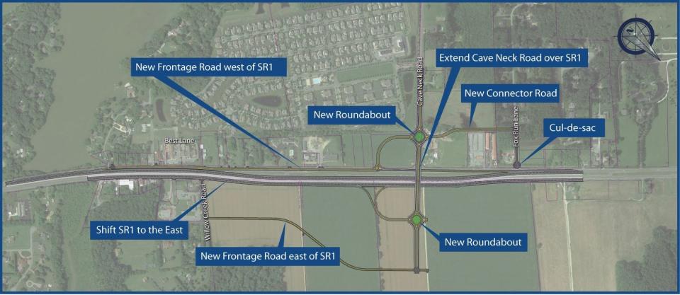 Delaware Department of Transportation plans for the intersection Coastal Highway and Cave Neck Road in Milton.