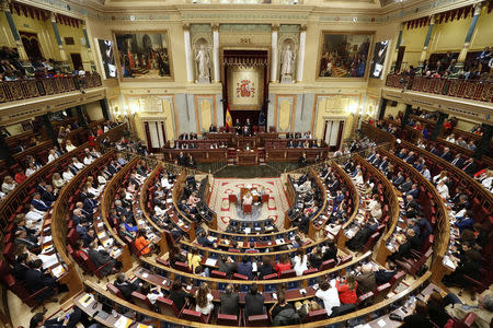 General view of the chamber during the first session of parliament following a general election in Madrid, Spain, May 21, 2019. Javier Lizon/Pool via REUTERS