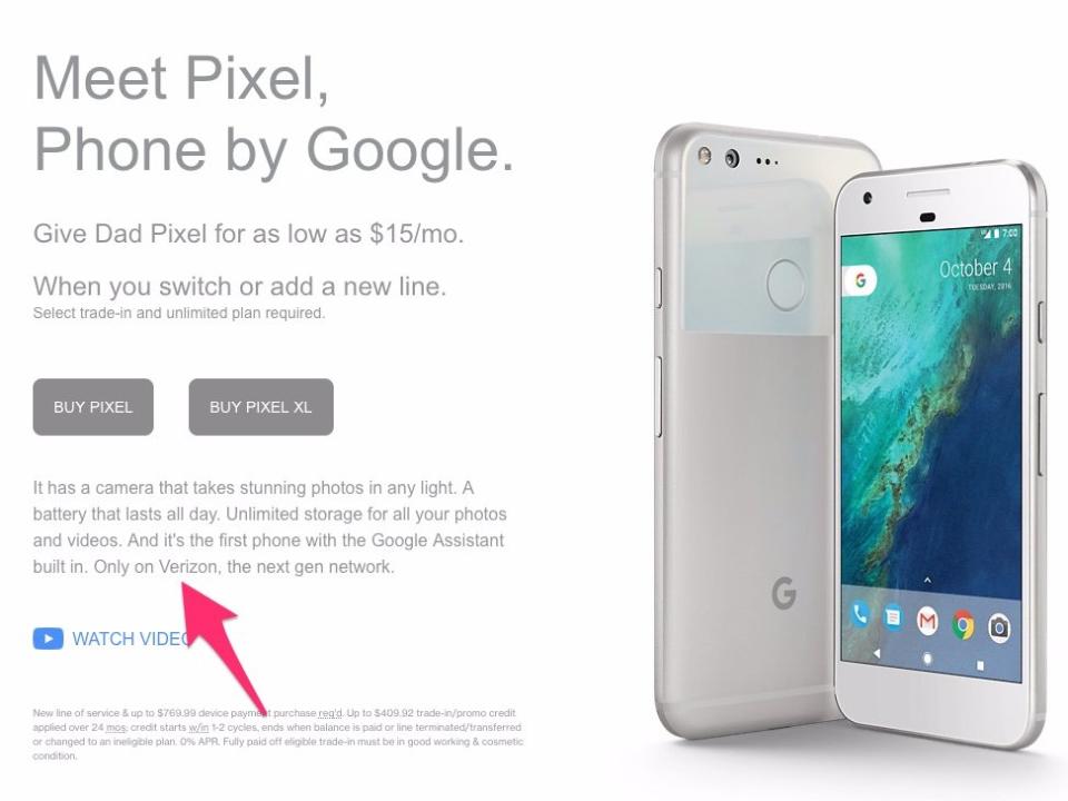 google pixel verizon