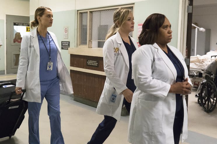 Camilla Luddington, Jessica Capshaw, and Chandra WIlson (Credit: Byron Cohen/ABC)