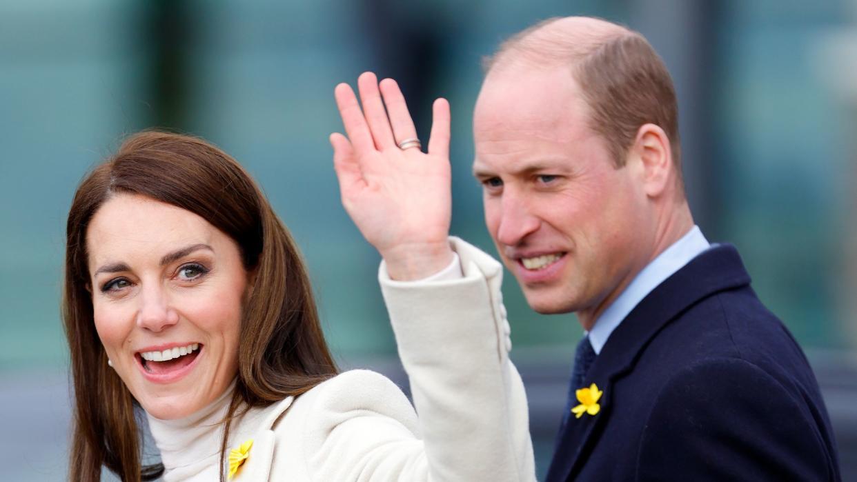 Prince William with kate waving